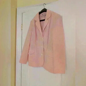 Vintage pink pantsuit skirt jacket set of  3 size Xs petite